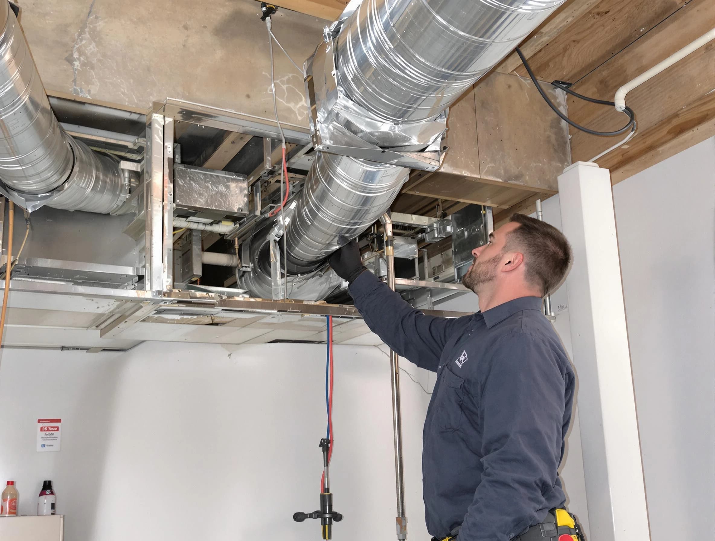 Cherry Hills Village Air Duct Cleaning technician performing professional air duct repair using specialized tools in Cherry Hills Village
