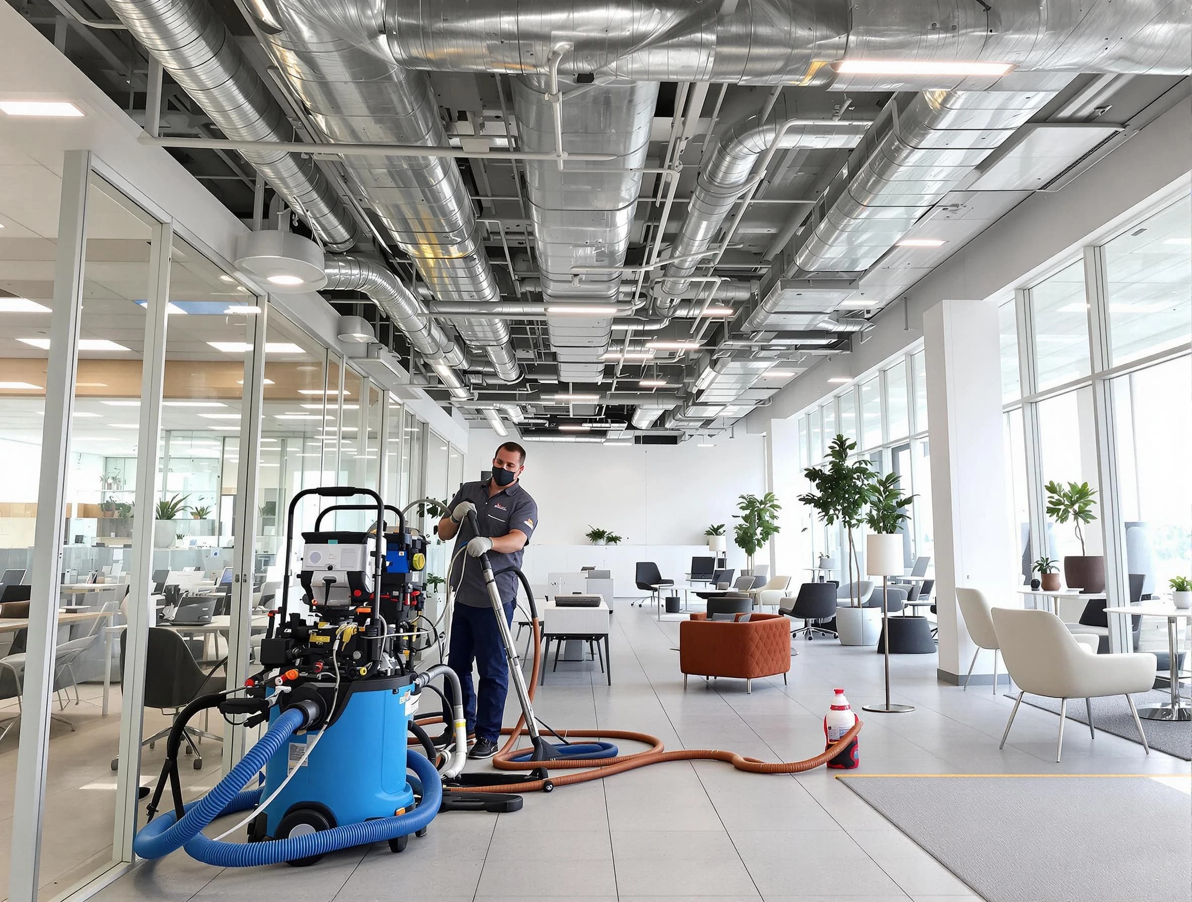 Cherry Hills Village Air Duct Cleaning team conducting comprehensive commercial duct cleaning at a business location in Cherry Hills Village