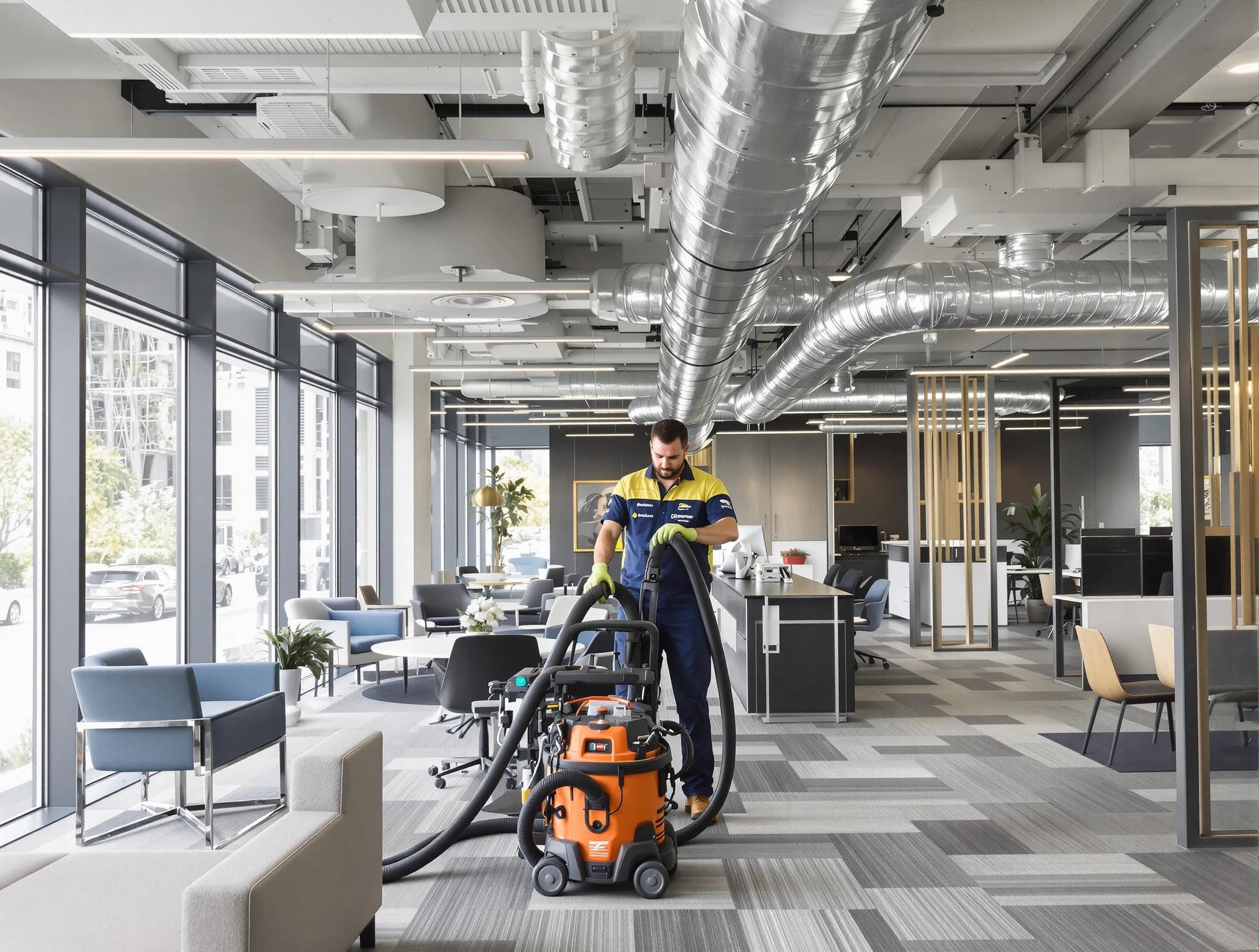 Cherry Hills Village Air Duct Cleaning team performing thorough commercial duct cleaning at a Cherry Hills Village business center