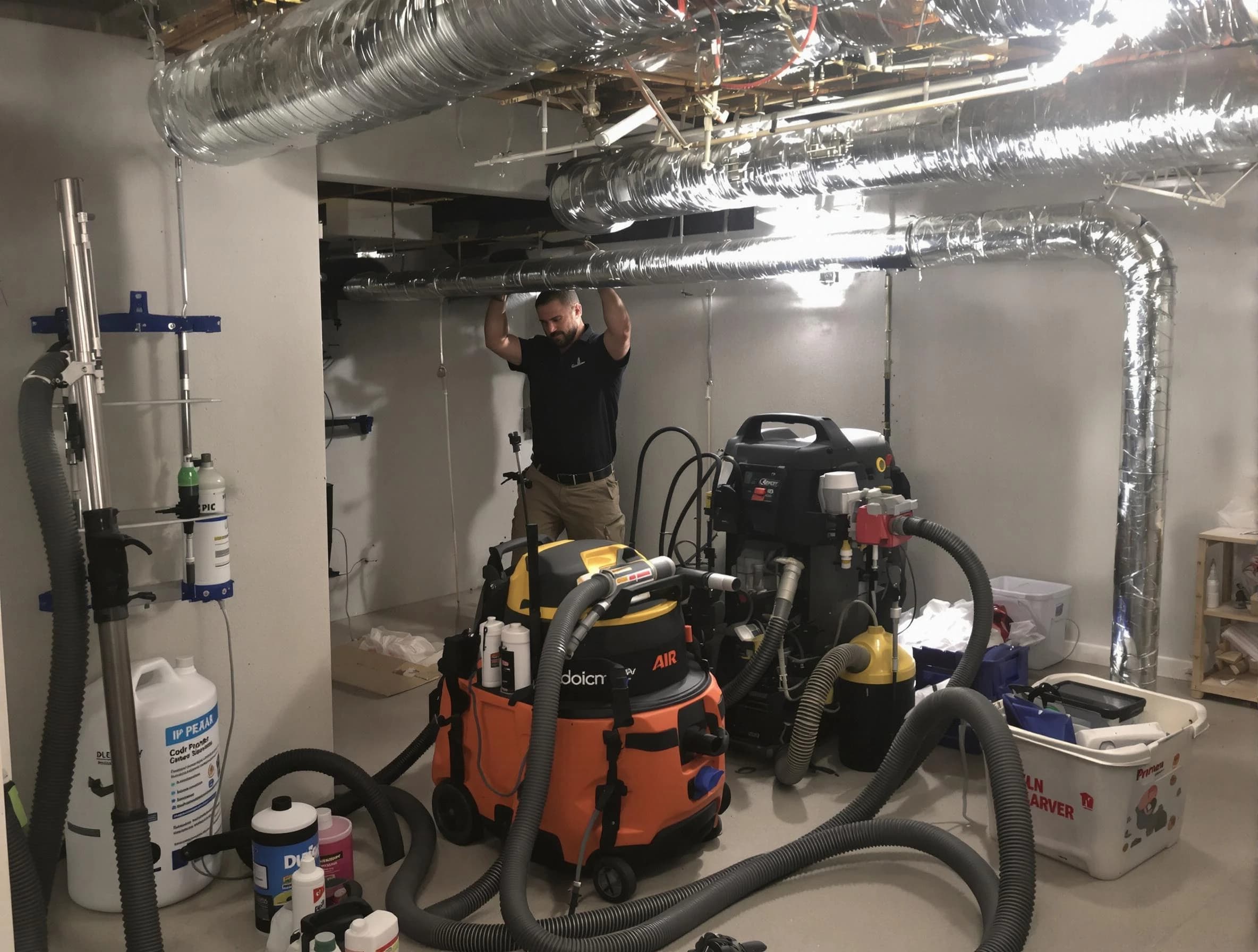 Cherry Hills Village Air Duct Cleaning specialist performing professional mold removal from air ducts using safety equipment in Cherry Hills Village