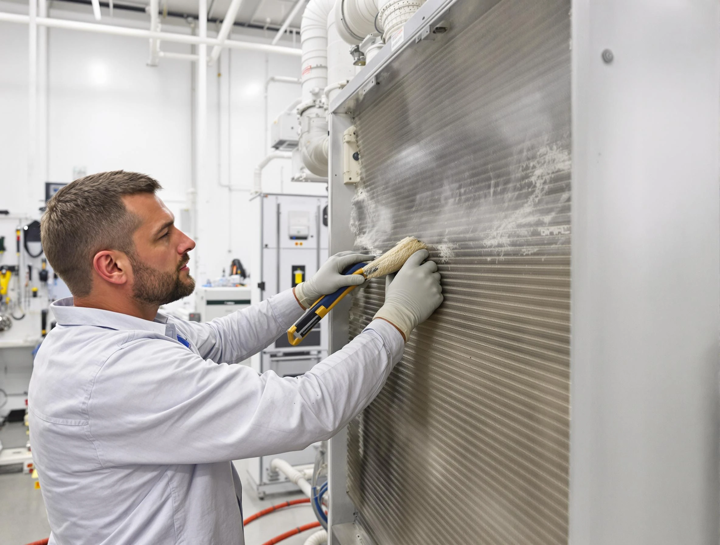 Cherry Hills Village Air Duct Cleaning technician performing precision commercial coil cleaning at a Cherry Hills Village business